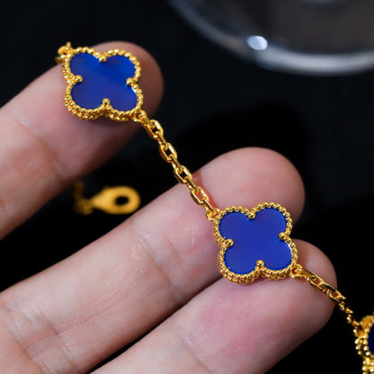 [Eternal Jewellery] Four-Leaf Clover Five Elements Blue Chalcedony Bracelet