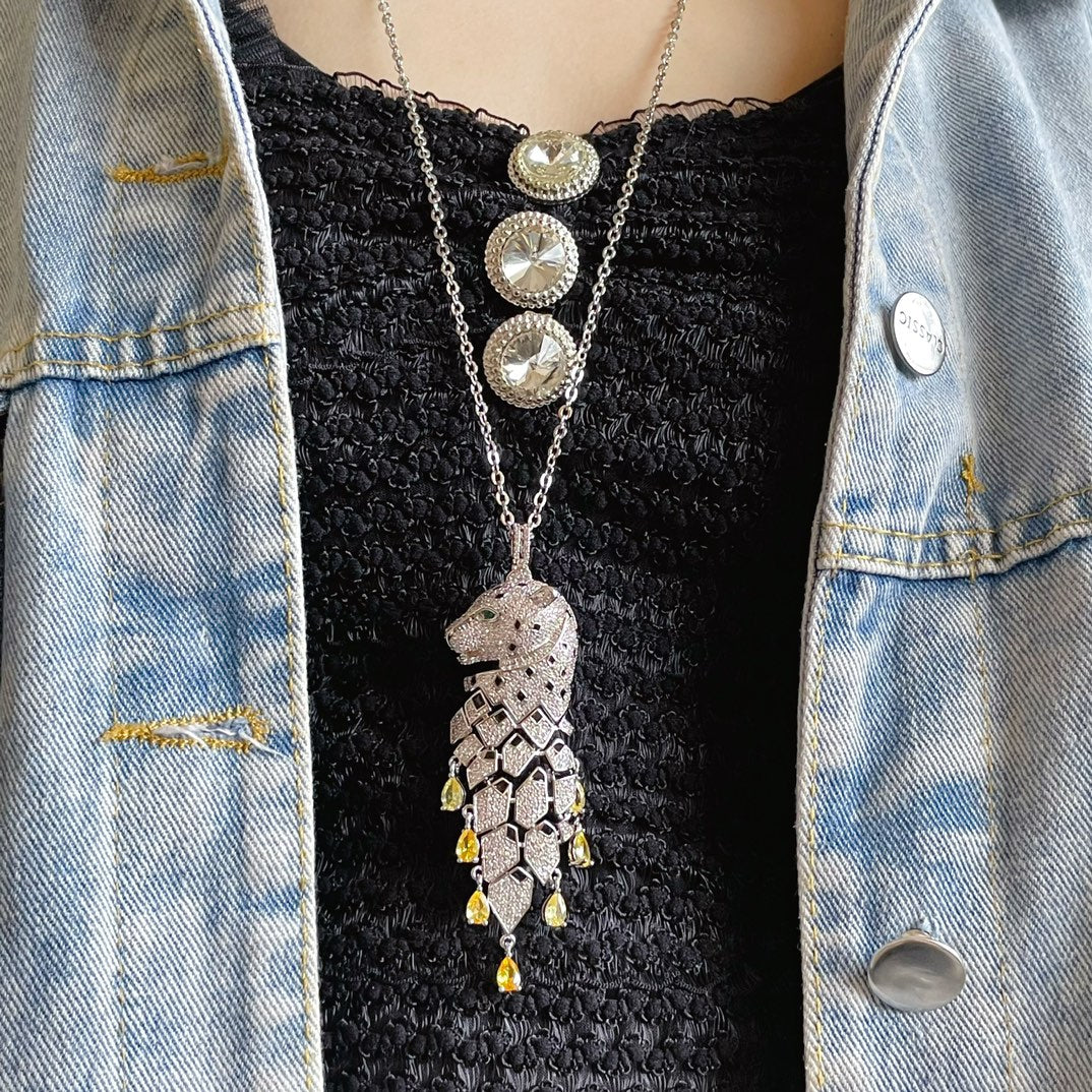 ¡®Eternal Jewelry¡ High Jewelry Pave Panther Tassel Necklace