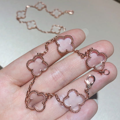 [Eternal Jewelry]CLOVER 5 MOTIF ROCK CRYSTAL BRACELET