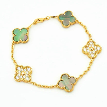 [Eternal Jewelry] CLOVER 5 MOTIF GRAY MOP BRACELET COLLECTION