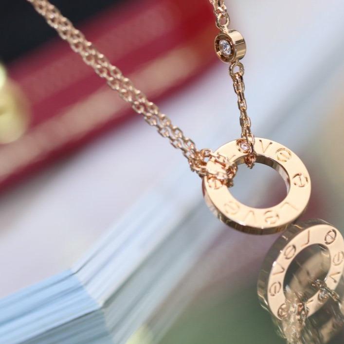 [Eternal Jewelry]LOVE NECKLACE ADJUSTABLE ROSE GOLD 2 DIAMOND