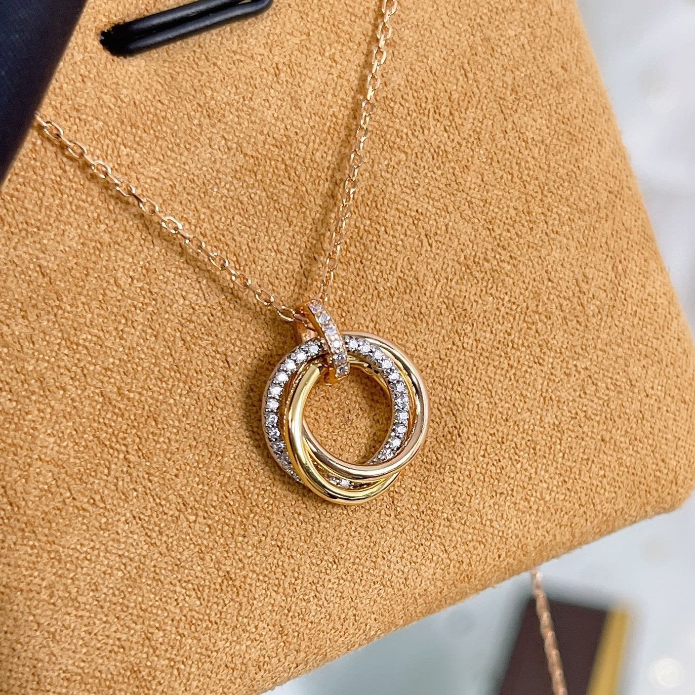 [Eternal Jewelry]TRINITY NECKLACE SILVER GOLD PINK GOLD DIAMONDS