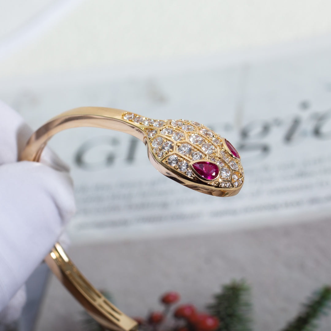 [Eternal Jewelry]SERPENTI BRACELET PINK GOLD DIAMOND DOUBLE SNAKE
