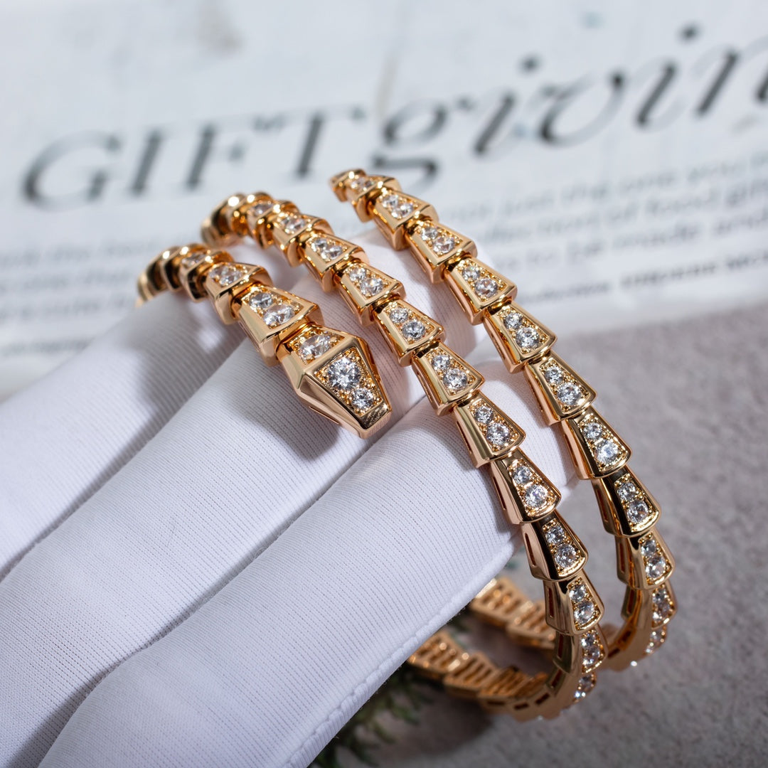 [Eternal Jewelry]SERPENTI BRACELET PINK GOLD DIAMOND DOUBLE ROW