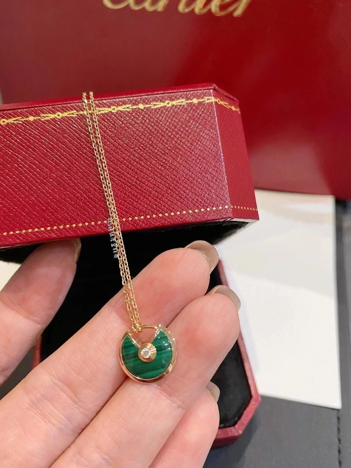 [Eternal Jewelry]AMULETTE ROSE GOLD MALACHITE NECKLACE