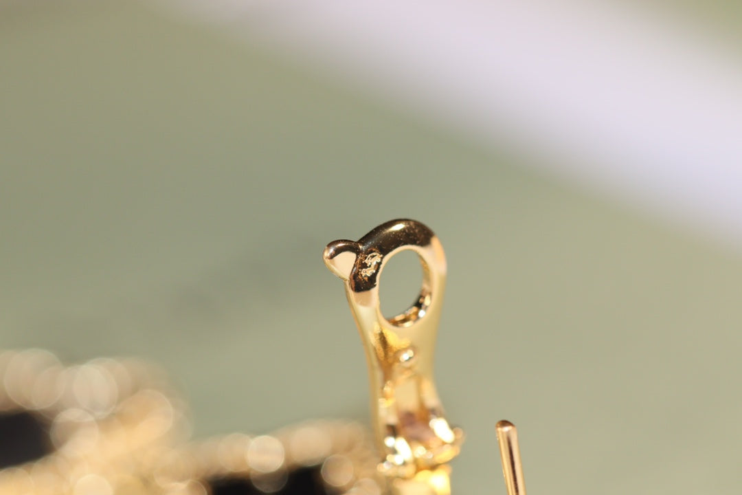 [Eternal Jewelry]CLOVER EARRINGS GOLD ONYX MOP 3 MOTIF