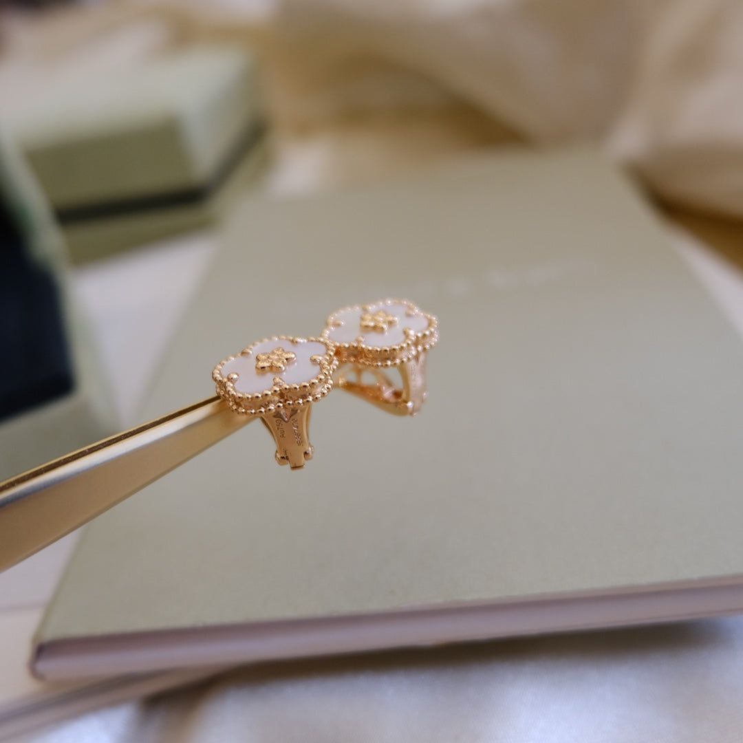 [Eternal Jewelry]LUCKY PINK GOLD WHITE MOP EARRINGS