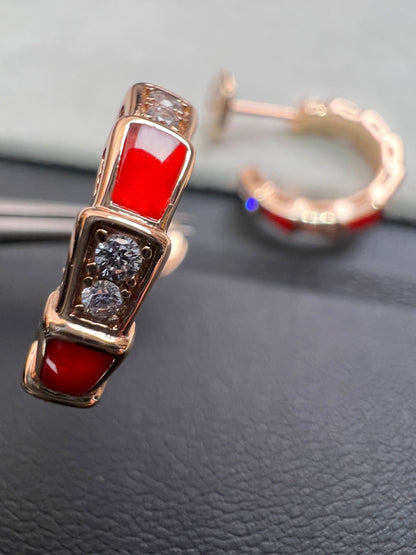 [Eternal Jewelry]SERPENTI CARNELIAN PINK GOLD EARRINGS