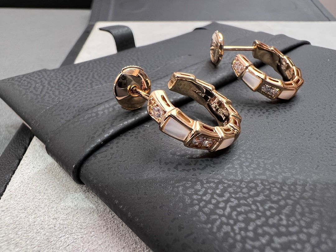 [Eternal Jewelry]SERPENTI MOP PINK GOLD EARRINGS