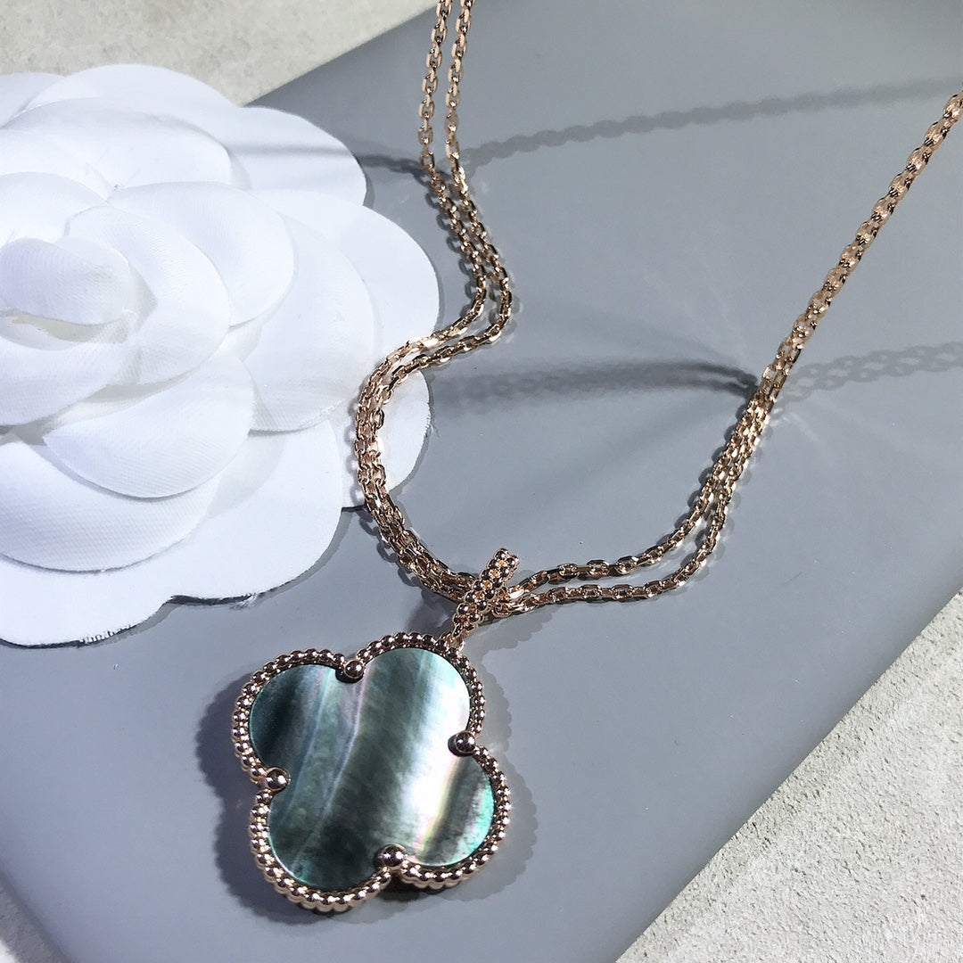 [Eternal Jewelry]CLOVER 25MM GOLD DARK MOP BIG CLOVER NECKLACE