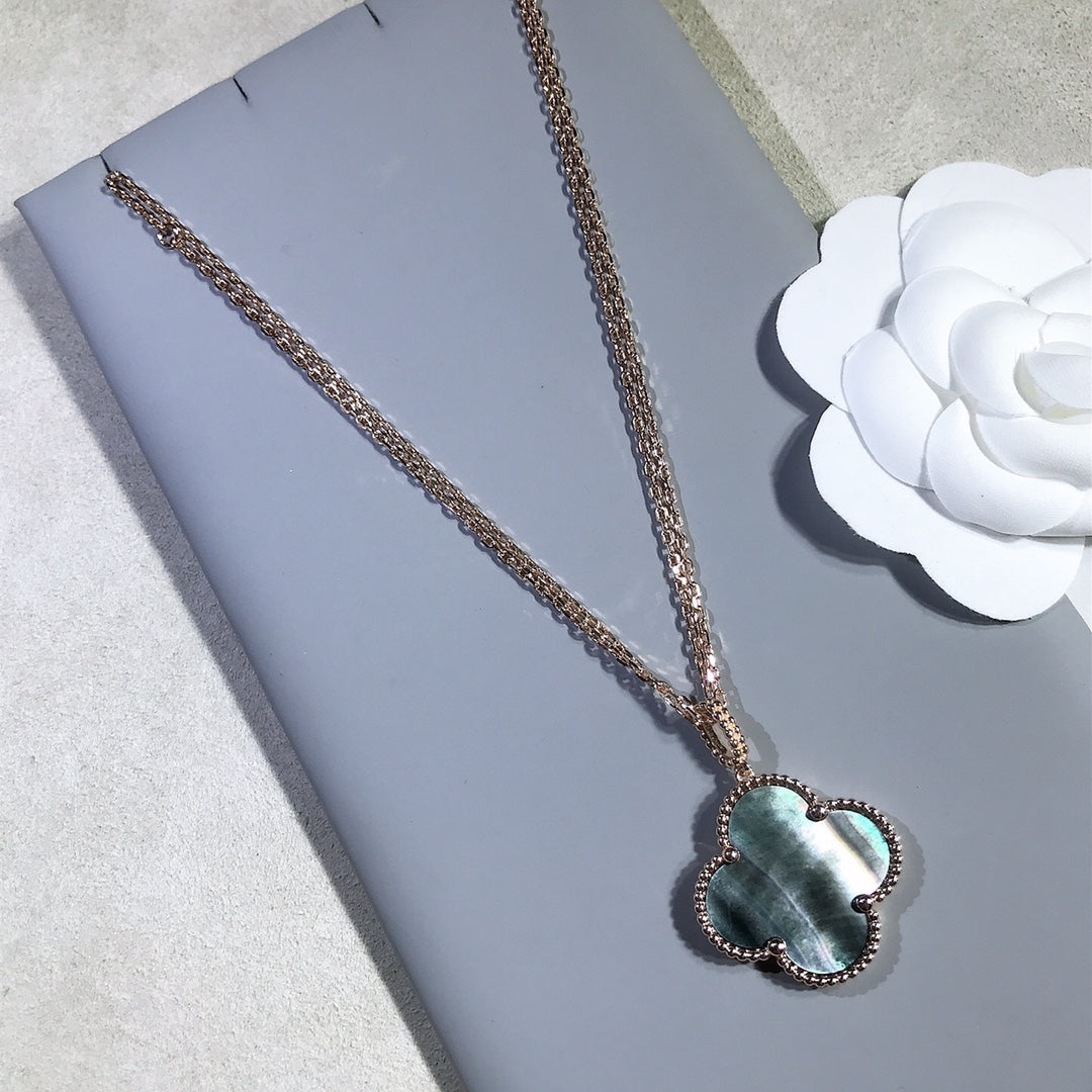 [Eternal Jewelry]CLOVER 25MM GOLD DARK MOP BIG CLOVER NECKLACE