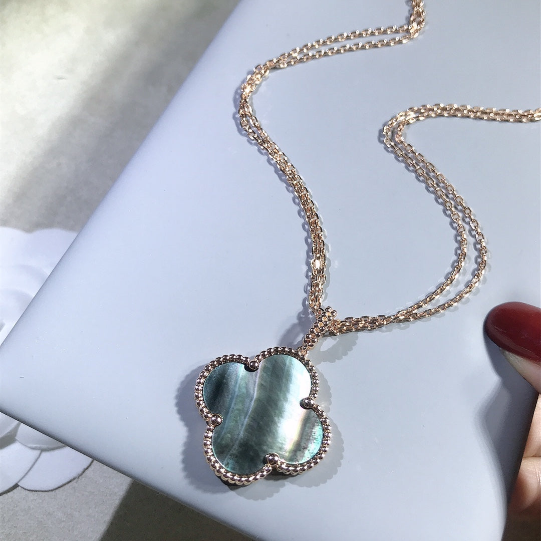 [Eternal Jewelry]CLOVER 25MM GOLD DARK MOP BIG CLOVER NECKLACE
