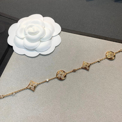 [Eternal Jewelry]STAR AND SUN 4 MOTIFS GOLD DIAMONDS BRACELET