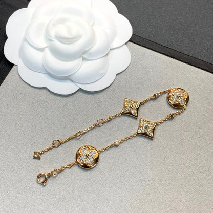 [Eternal Jewelry]STAR AND SUN 4 MOTIFS GOLD DIAMONDS BRACELET
