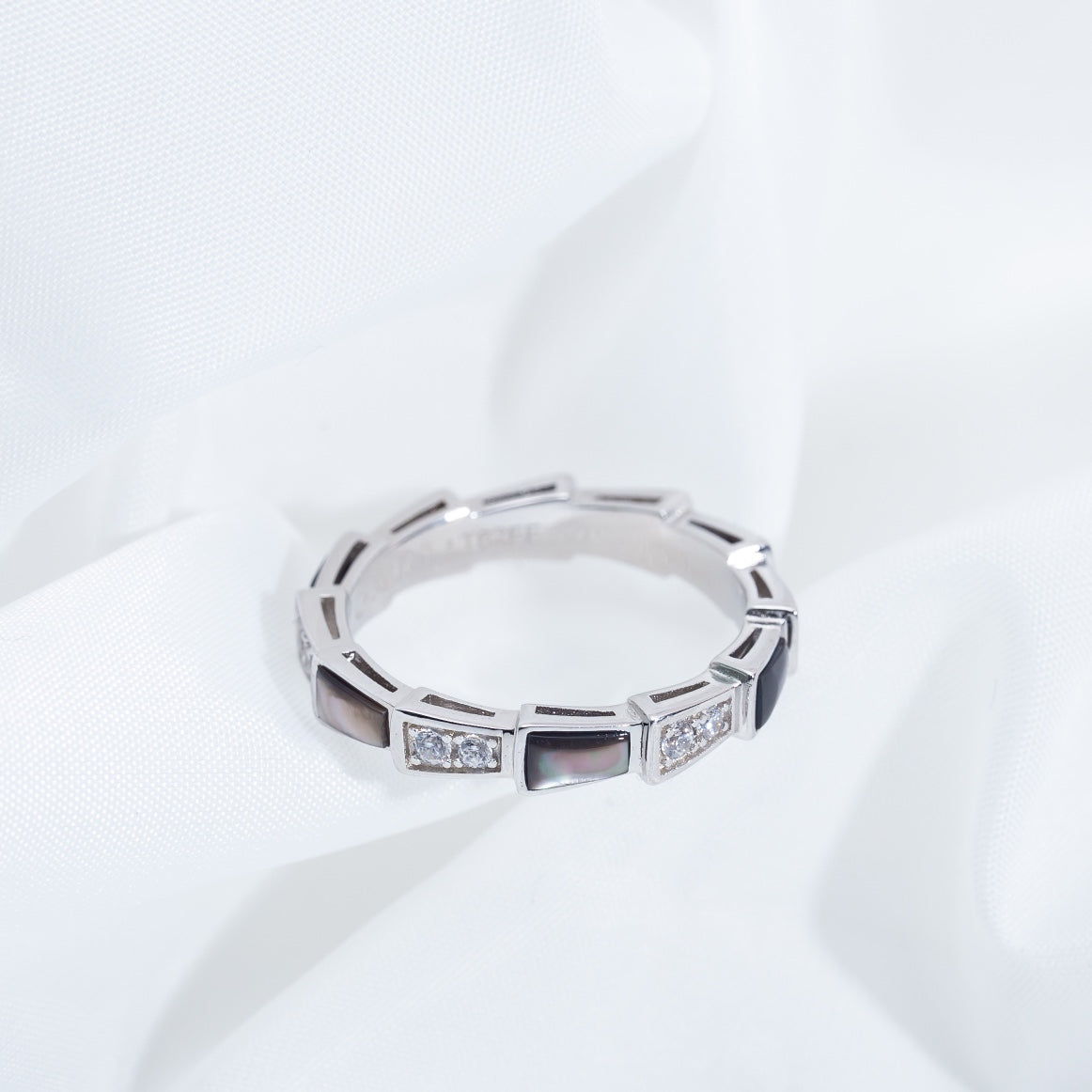 [Eternal Jewelry]SERPENTI RING SILVER  DIAMOND BLACK MOP 3MM