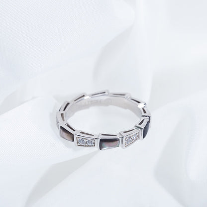 [Eternal Jewelry]SERPENTI RING SILVER  DIAMOND BLACK MOP 3MM