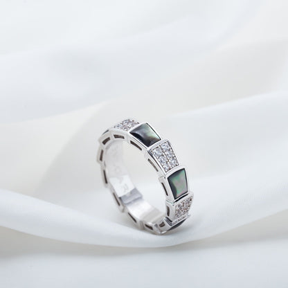 [Eternal Jewelry]SERPENTI RING SILVER DIAMOND BLACK MOP 4MM