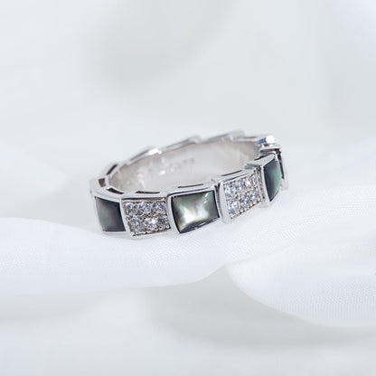 [Eternal Jewelry]SERPENTI RING SILVER DIAMOND BLACK MOP 4MM