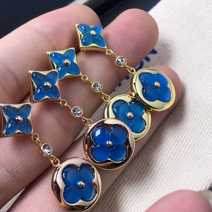 [Eternal Jewelry]STAR AND SUN AGATE DIAMOND EARRINGS