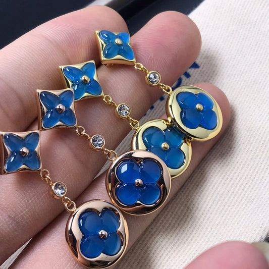 [Eternal Jewelry]STAR AND SUN AGATE DIAMOND EARRINGS