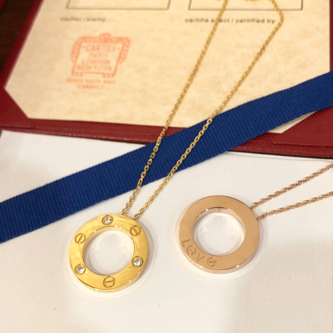 [Eternal Jewelry]LOVE NECKLACE 16MM 3 DIAMONDS
