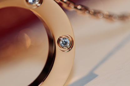 [Eternal Jewelry]LOVE NECKLACE 16MM 6 DIAMONDS PINK GOLD