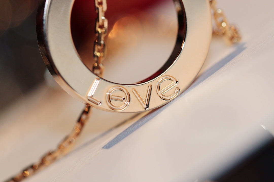 [Eternal Jewelry]LOVE NECKLACE 16MM 6 DIAMONDS PINK GOLD