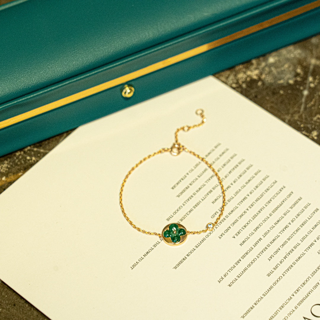 [Eternal Jewelry]SUN MALACHITE 1 DIAMOND PINK GOLD BRACELET