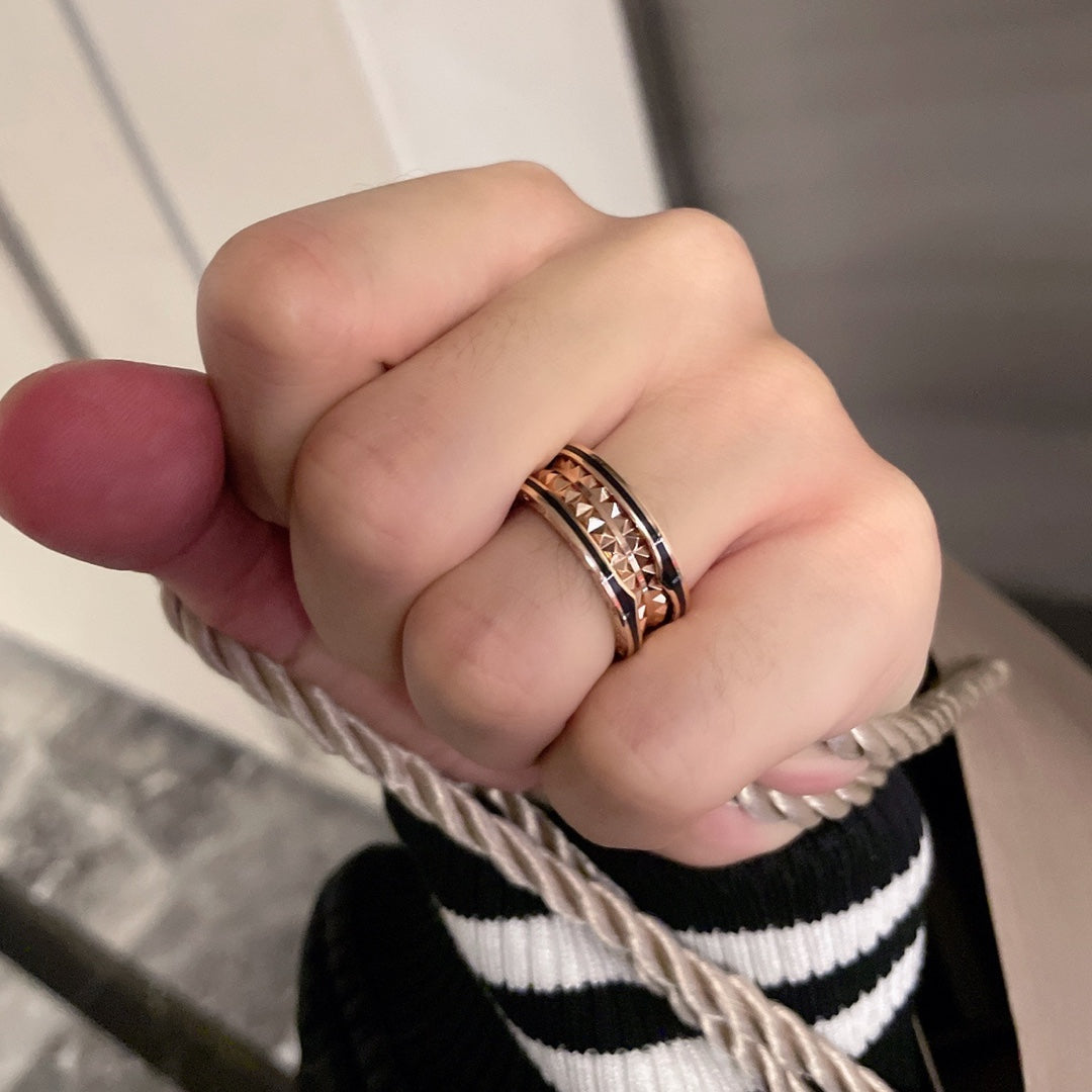 [Eternal Jewelry]ZERO 1 PINK GOLD BLACK CERAMIC RING