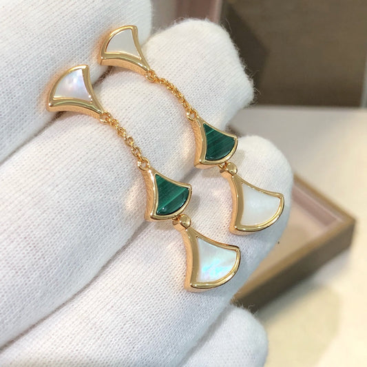 [Eternal Jewelry]DREAM EARRINGS 3 MOTIFS MALACHITE MOP PINK GOLD