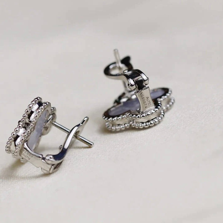 [Eternal Jewelry]CLOVER MEDIUM 1 MOTIFS  WHITE MOP EARRINGS SILVER