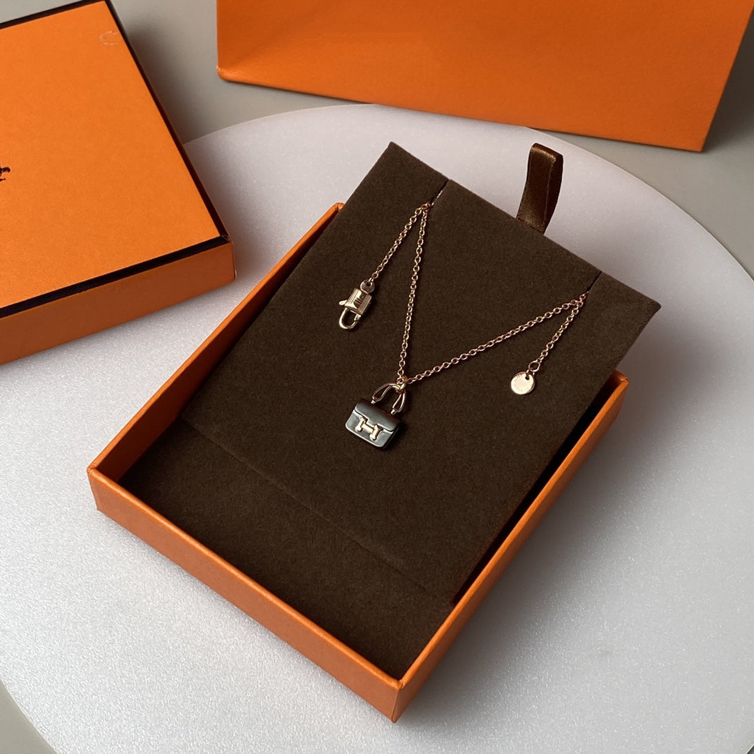 [Eternal Jewelry]CONSTANCE BLACK PEDANT PINK GOLD NECKLACE