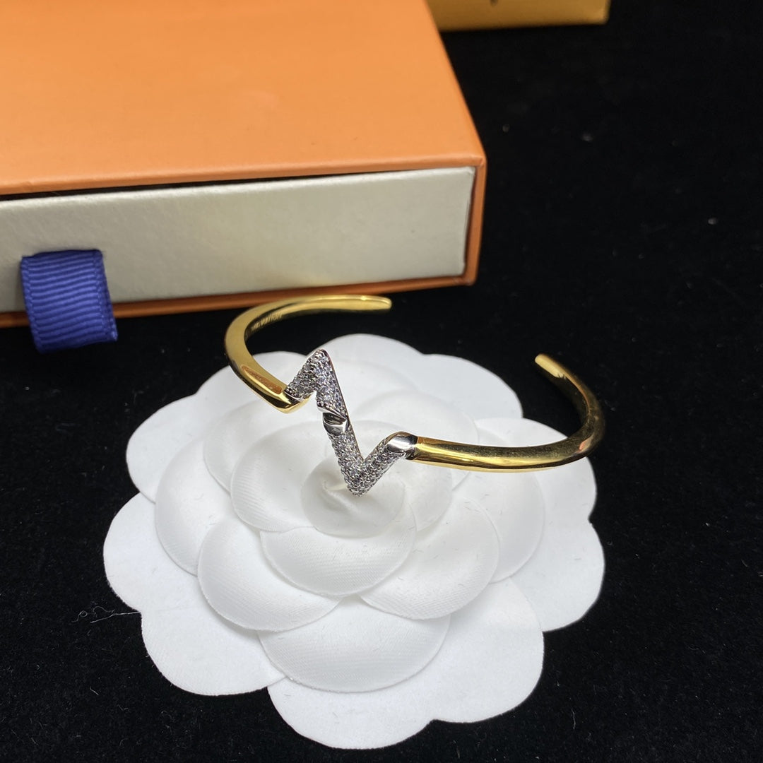 [Eternal Jewelry]VOLTE UPSITE DOWN DIAMOND GOLD OPEN BRACELET