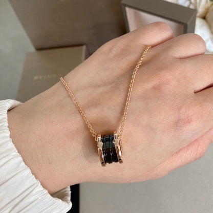 [Eternal Jewelry]ZERO 1 BLACK CERAMIC PINK GOLD NECKLACE
