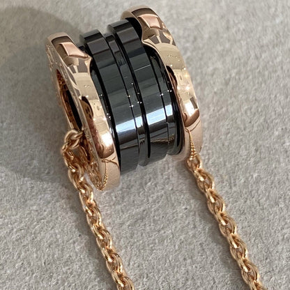 [Eternal Jewelry]ZERO 1 BLACK CERAMIC PINK GOLD NECKLACE