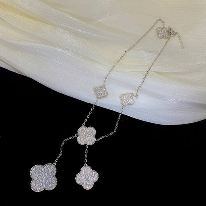 [Eternal Jewelry]CLOVER 5 MOTIFS SILVER DIAMONDS NECKLACE