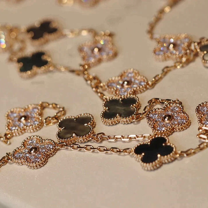 [Eternal Jewelry]CLOVER 20 MOTIFS DARK MOP DIAMOND  NECKLACE