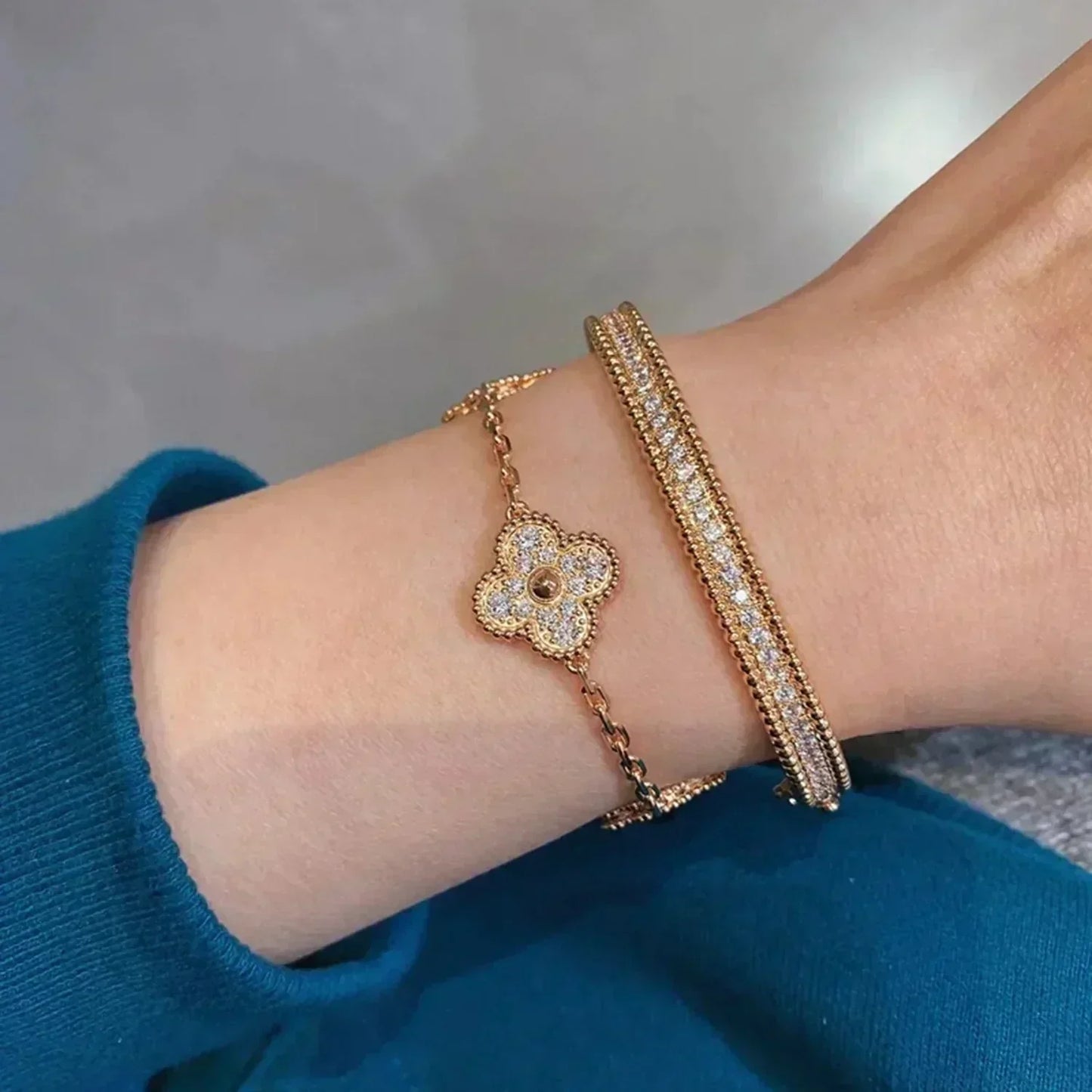 [Eternal Jewelry] CLOVER 5 MOTIF FULL DIAMOND BRACELET COLLECTION