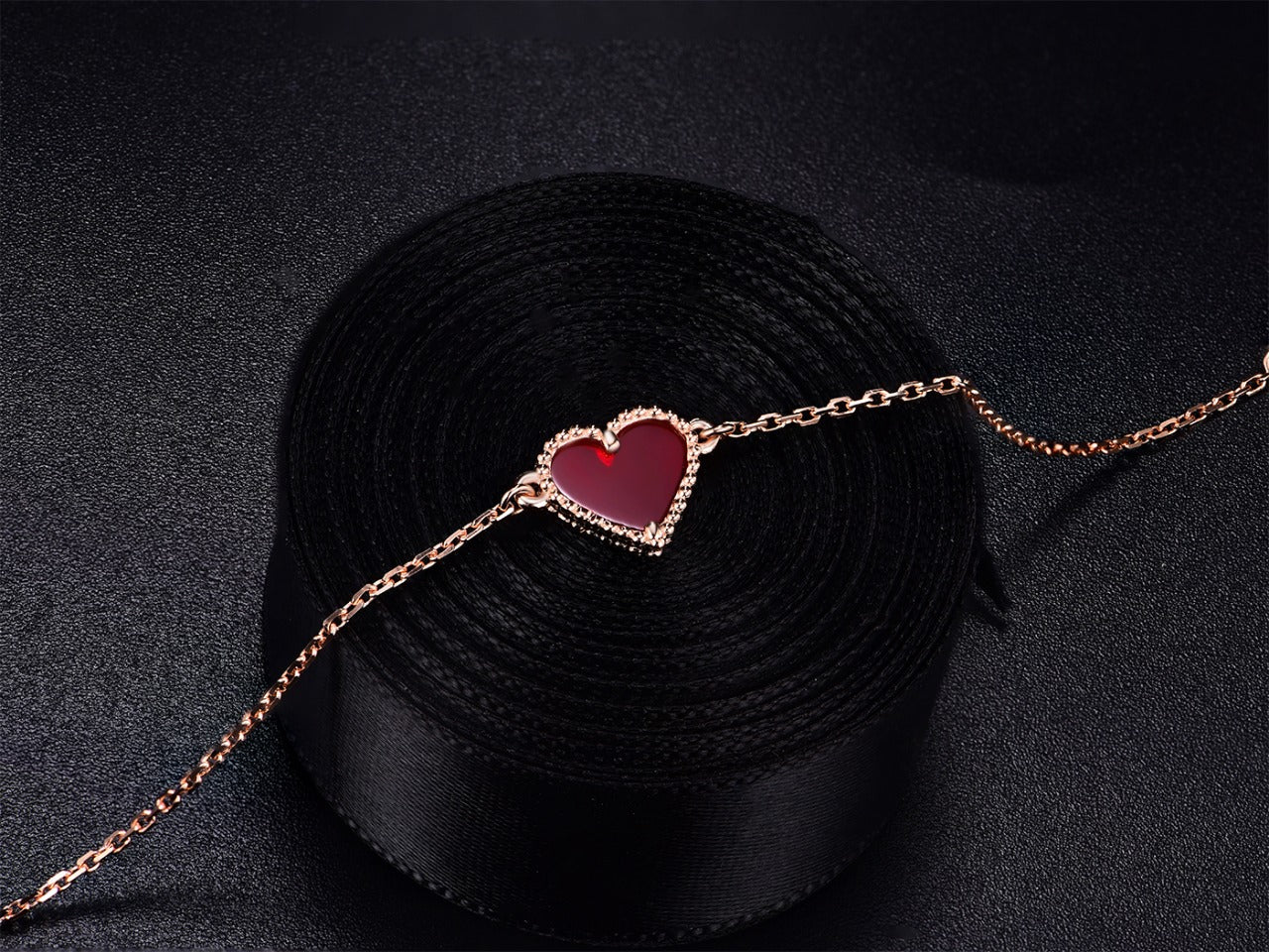 [Eternal Jewelry]HEART CARNELIAN PINK GOLD BRACELET