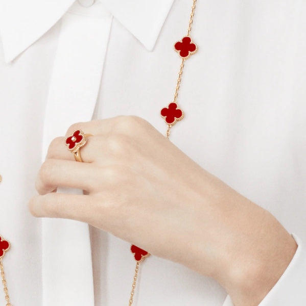 [Eternal Jewelry]CLOVER CARNELIAN RING ROSE GOLD DIAMOND