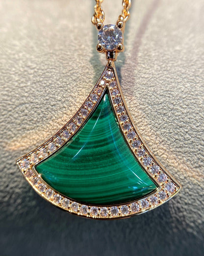 [Eternal Jewelry]DREAM MALACHITE DIAMOND PAVED PINK GOLD NECKLACE