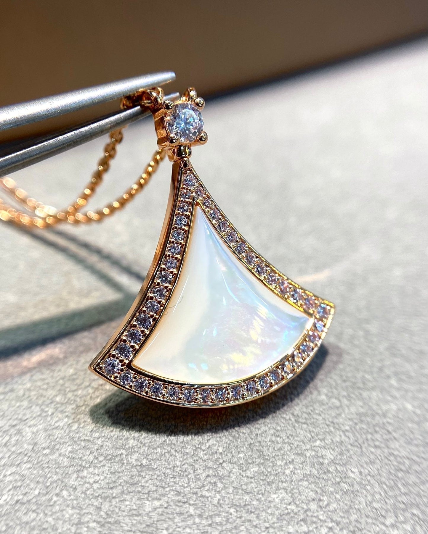 [Eternal Jewelry]DREAM MOP DIAMOND PAVED PINK GOLD NECKLACE
