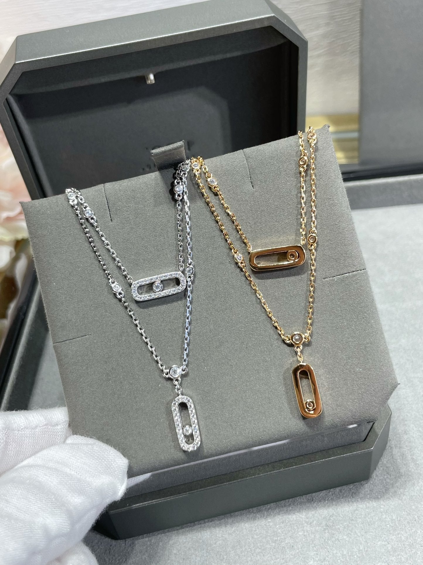 [Eternal jewelry]MOVE 2 ROW DIAMOND NECKLACE