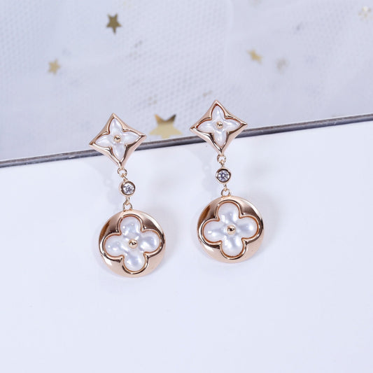 [Eternal Jewelry]STAR AND SUN PINK GOLD MOP DROP EARRINGS