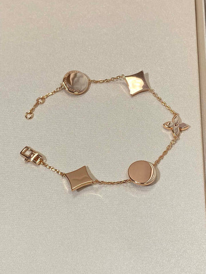 [Eternal Jewelry]STAR AND SUN 5 MOTIF MOP PINK GOLD BRACELET