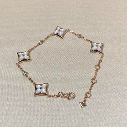 [Eternal Jewelry]STAR 4 MOTIF MOP DIAMOND PINK GOLD BRACELET