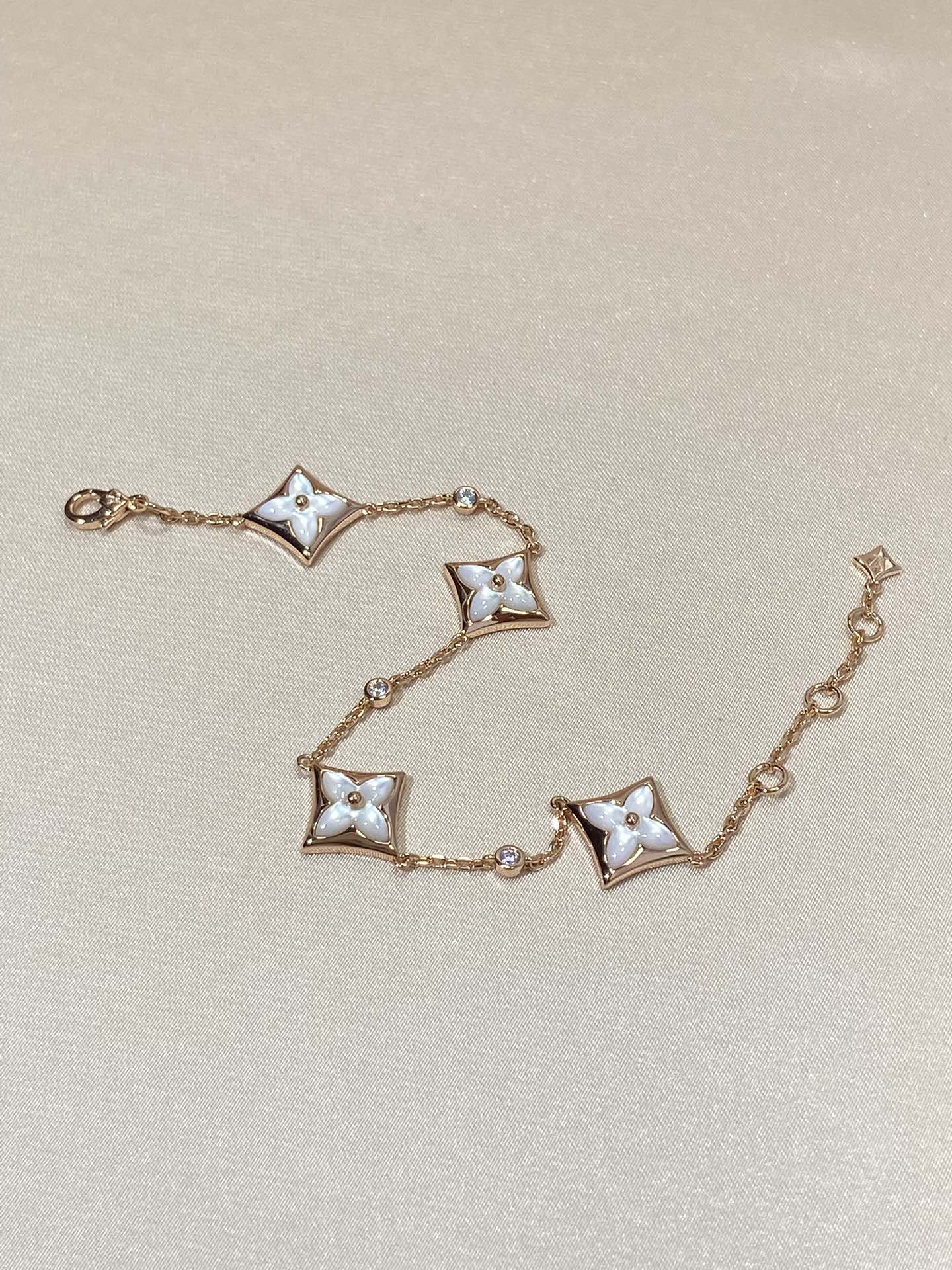 [Eternal Jewelry]STAR 4 MOTIF MOP DIAMOND PINK GOLD BRACELET