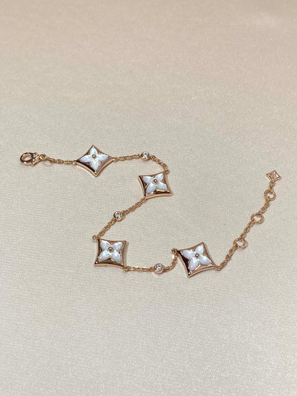[Eternal Jewelry]STAR 4 MOTIF MOP DIAMOND PINK GOLD BRACELET