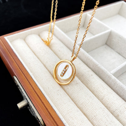 [Eternal jewelry]LUCKY MOVE MOP PINK GOLD NECKLACE
