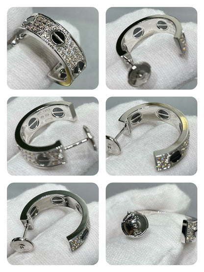 [Eternal Jewelry]LOVE CERAMIC DIAMOND PAVED SILVER EARRINGS